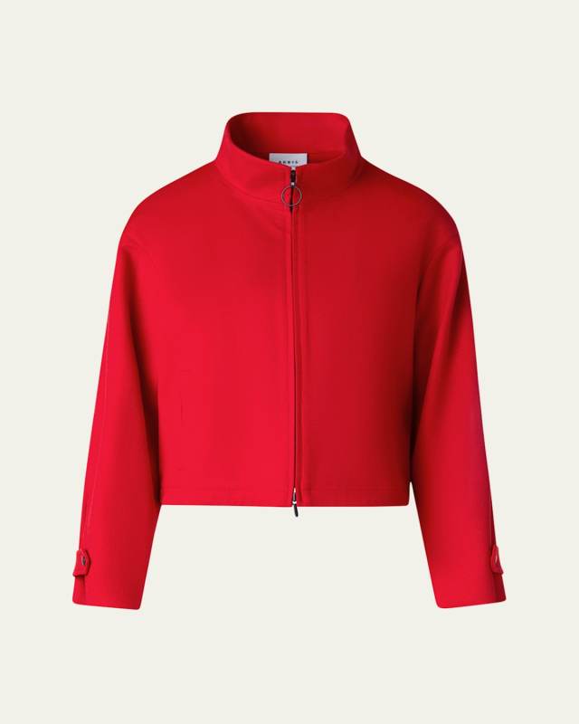 Wool-Cashmere Crop Zip Jacket